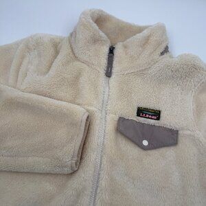 L.L. Bean Hi-Pile Fleece Jacket Women’s XL Beige Mock Neck Full Zip Sherpa Coat